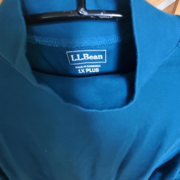 L.L. Bean Teal Mock Neck Long Sleeve Sz 1X Plus Top - Picture 3 of 8